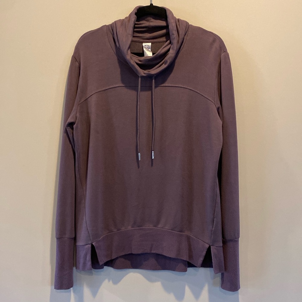 le verde purple drawstring cowl sweatshirt